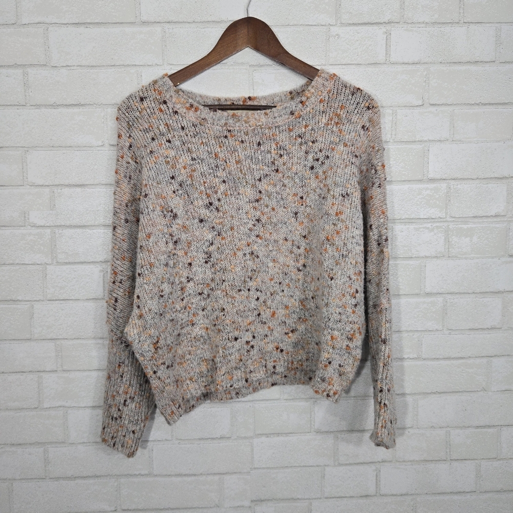 CHARMED‎ HEARTS Marled Yarn Knit Batwing Sleeve Round Neck Sweater